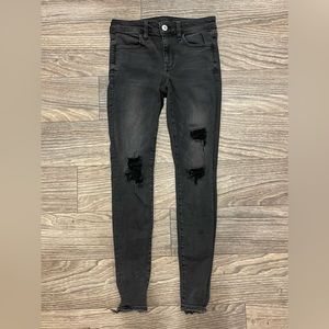 American Eagle Next Level Stretch Black Ripped Jeggings